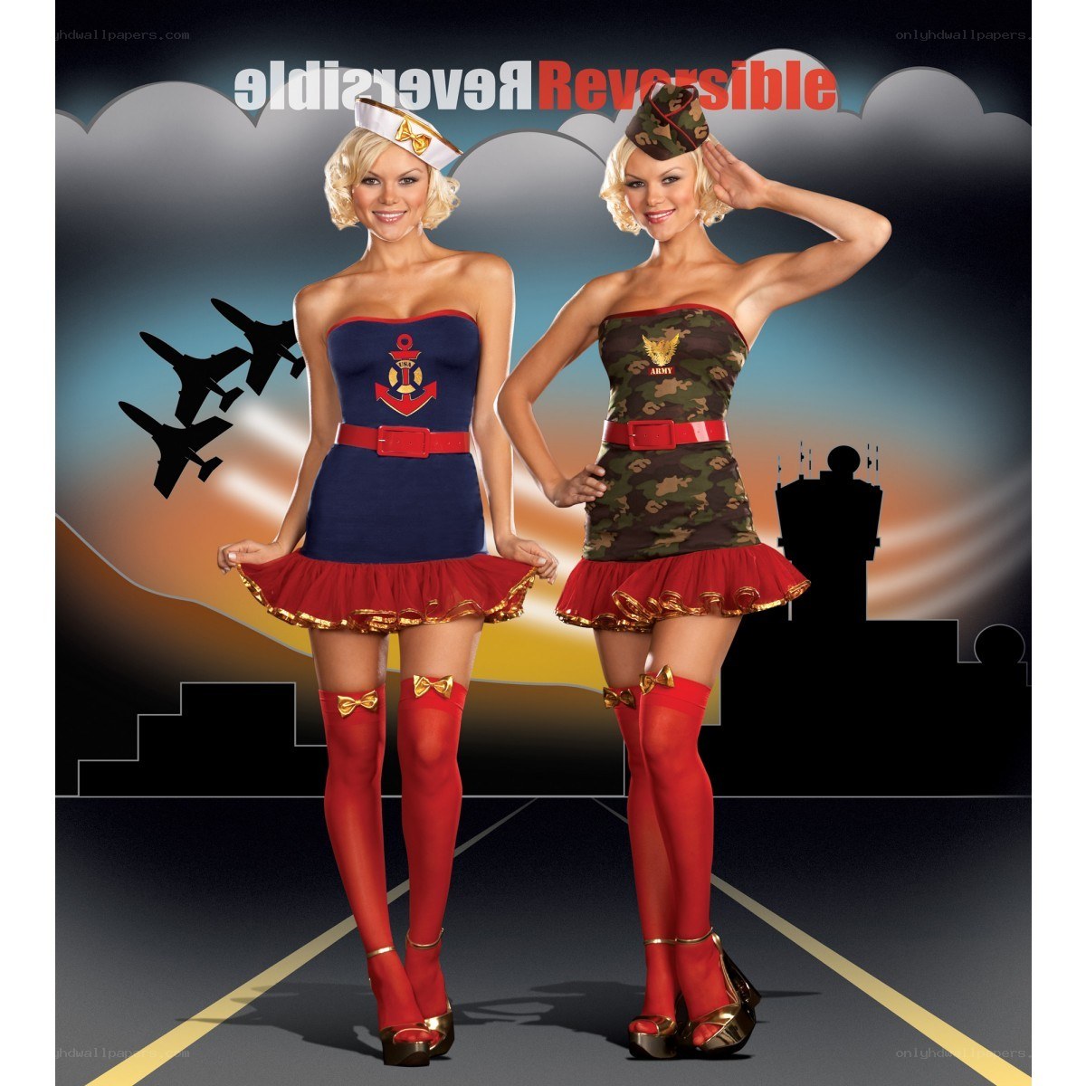 reversible military-themed costume