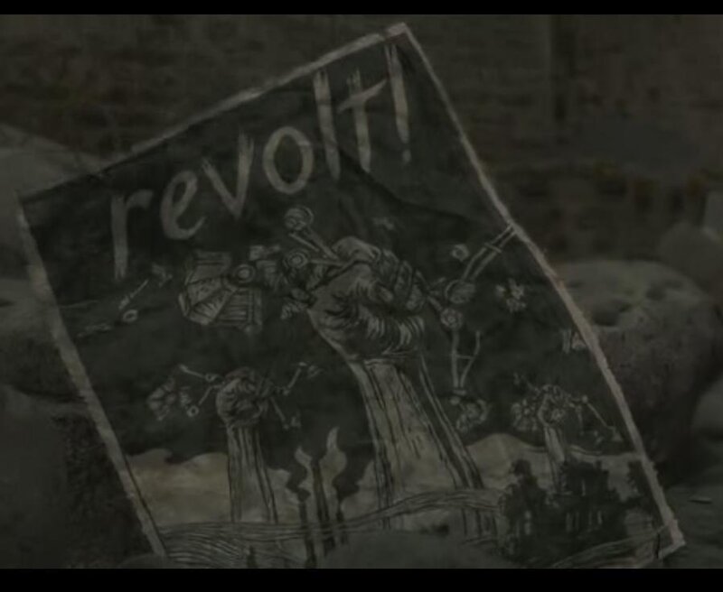 Revolt poster on ground