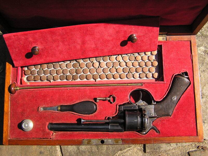 Revolver in a display case