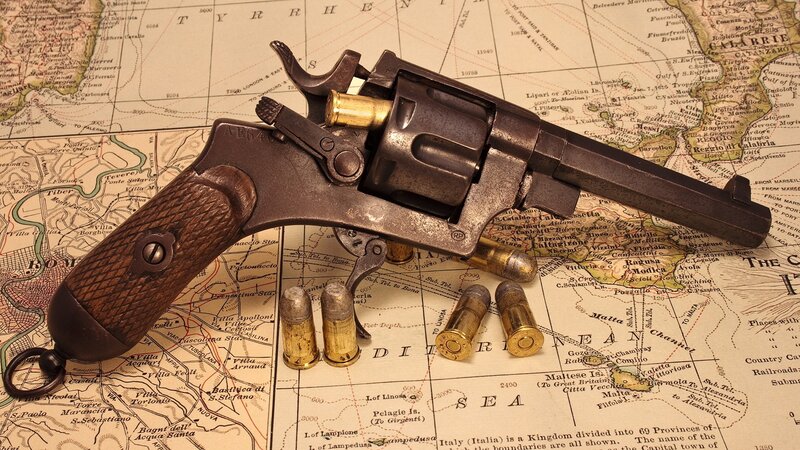 Revolver on a map