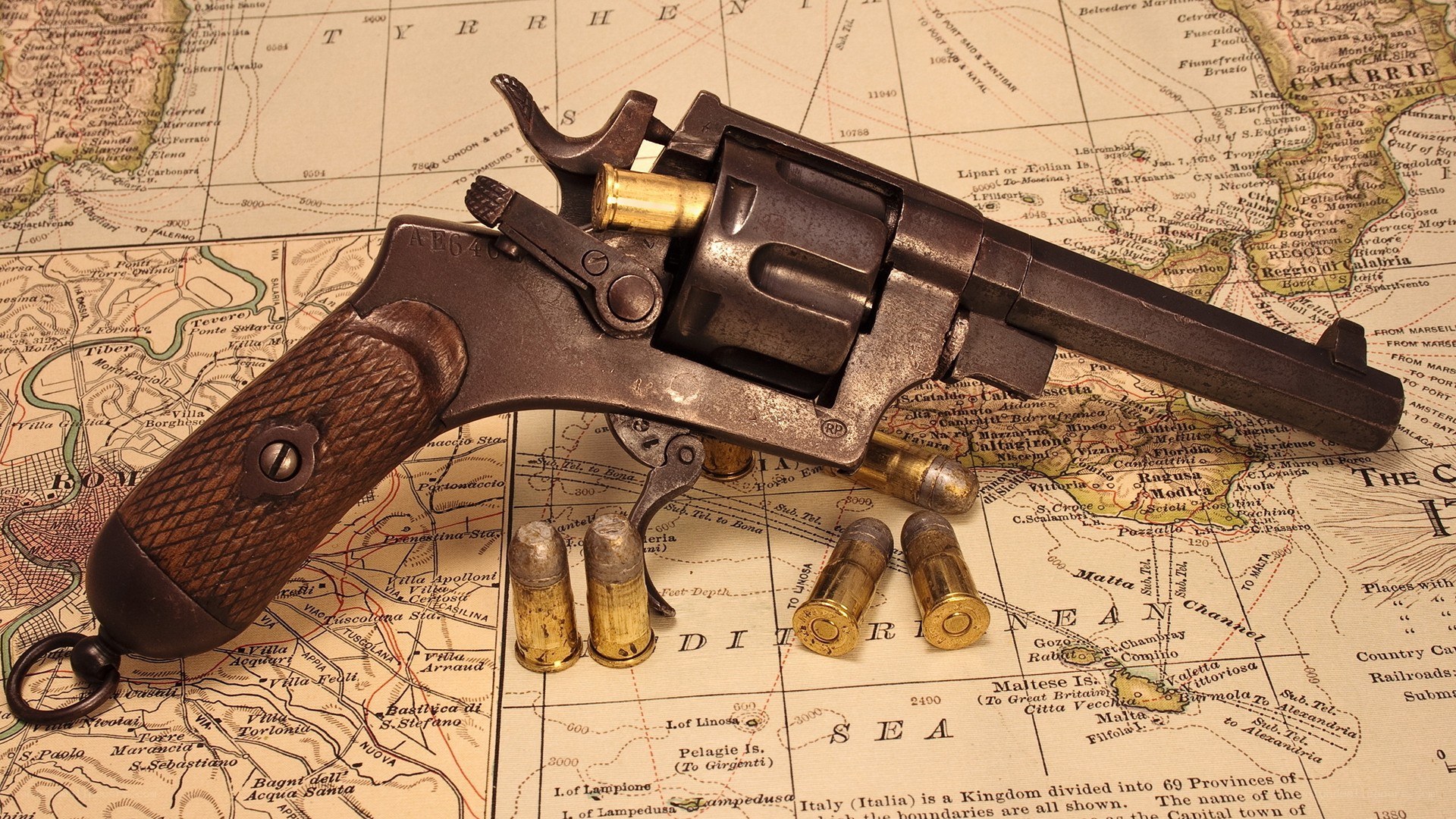 Revolver on a map