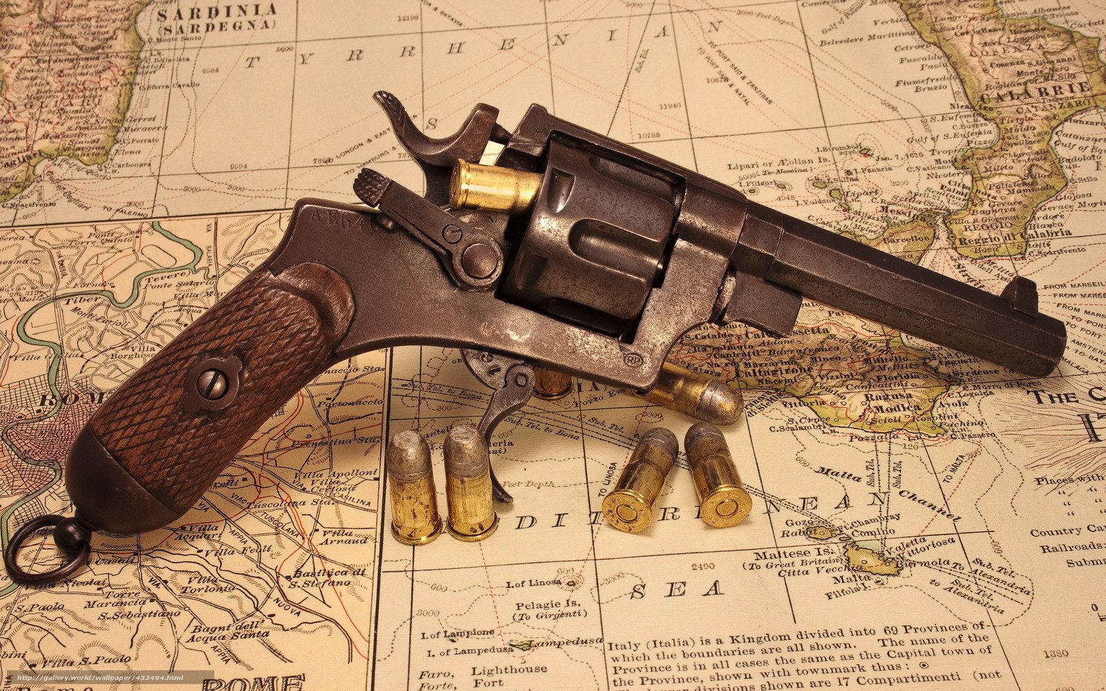 Revolver on a map