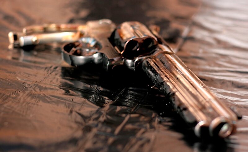 Revolver on dark surface