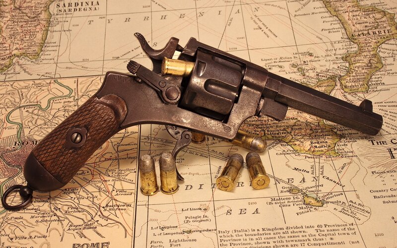 Revolver on historical map