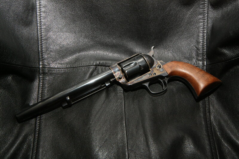 Revolver on Leather — Black, Dramatic