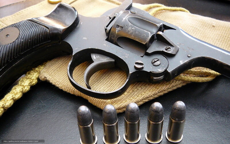 Revolver with Bullets — Black, Neutral, Photograph