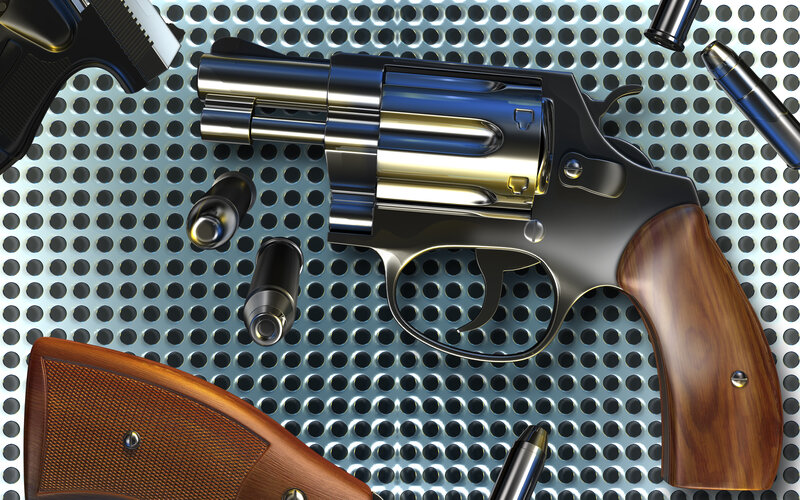 Revolver with Bullets — Silver, Neutral