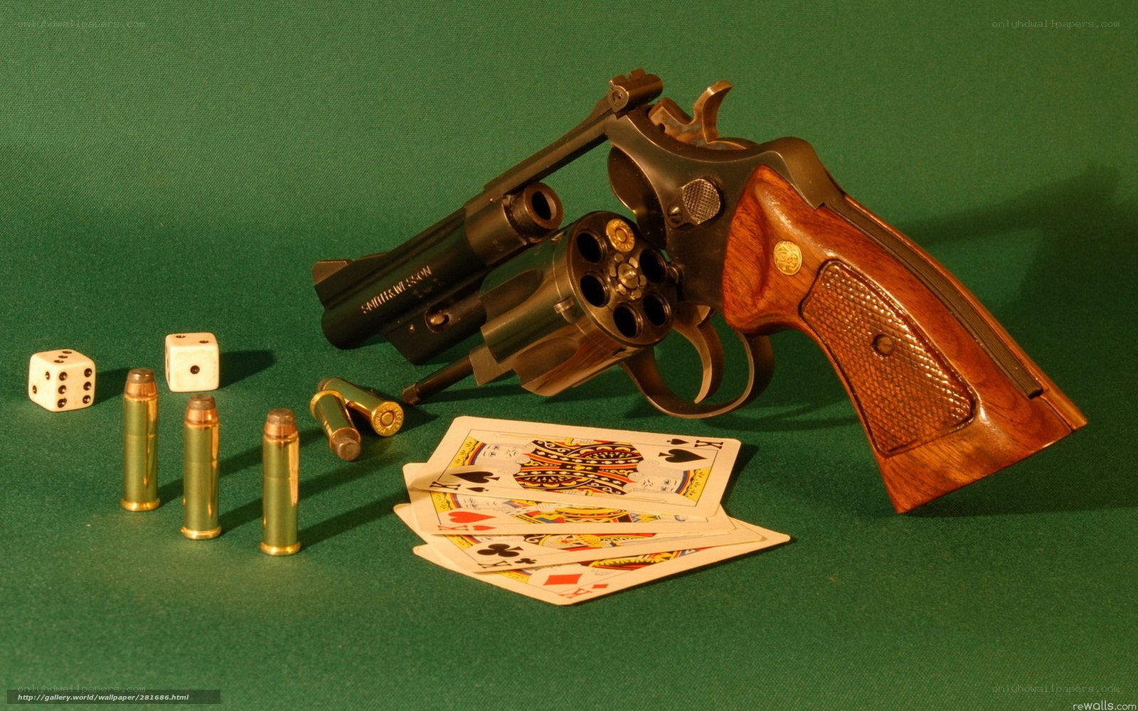 Revolver with cards and dice