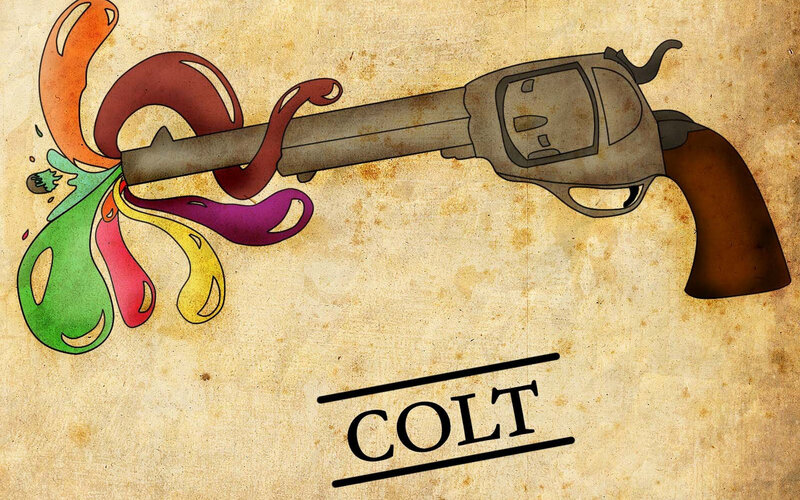 Revolver with Colorful Splashes