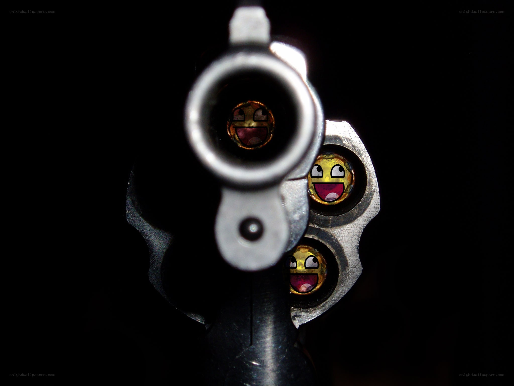 Revolver with emoji bullets