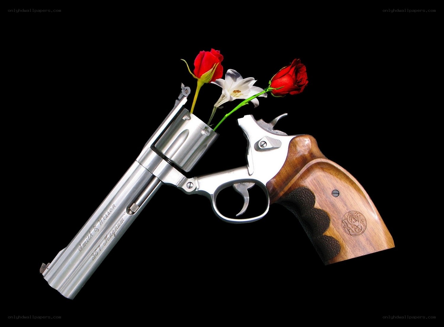 Revolver with flowers