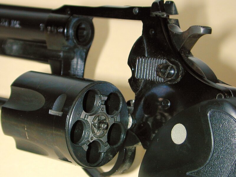 revolver with open cylinder