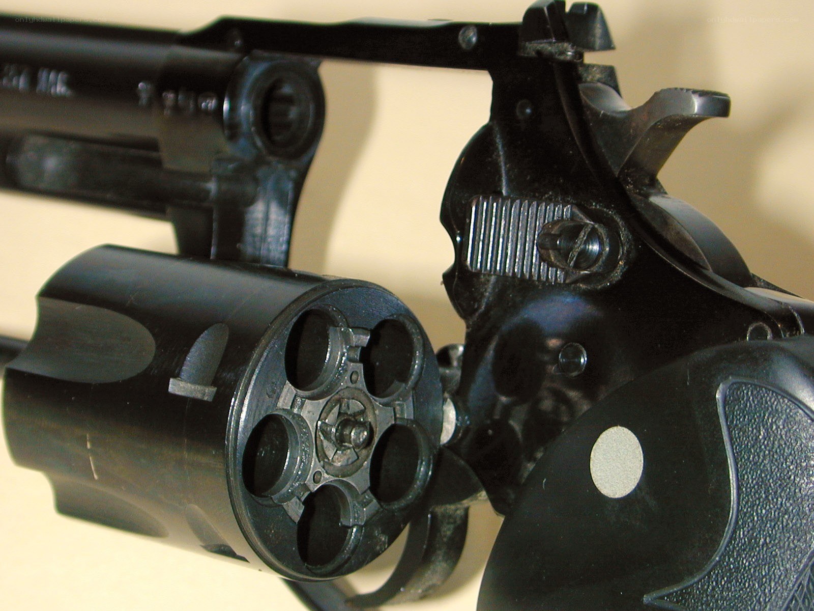 revolver with open cylinder