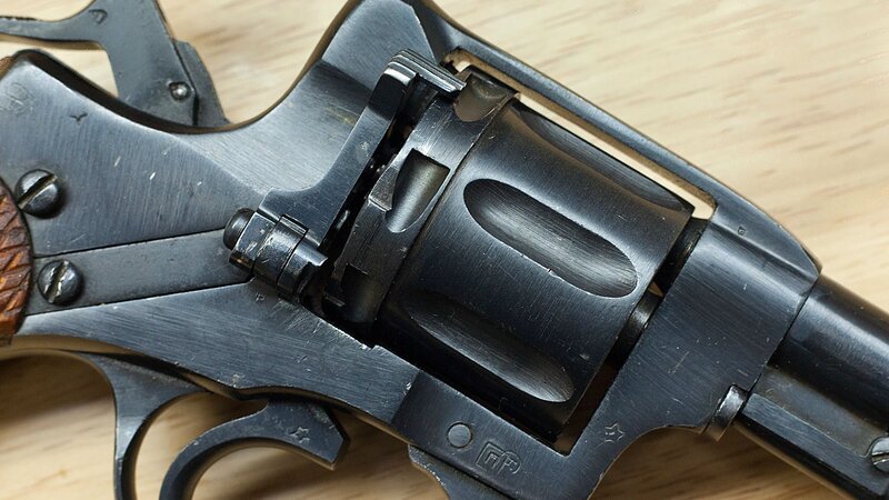 Revolver with Open Cylinder — Black, Neutral, Photograph