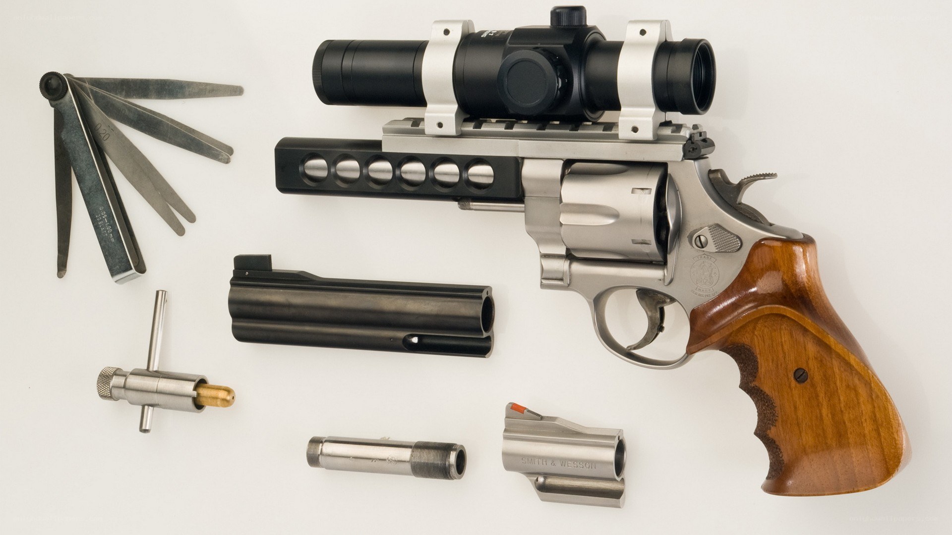 Revolver with scope and accessories