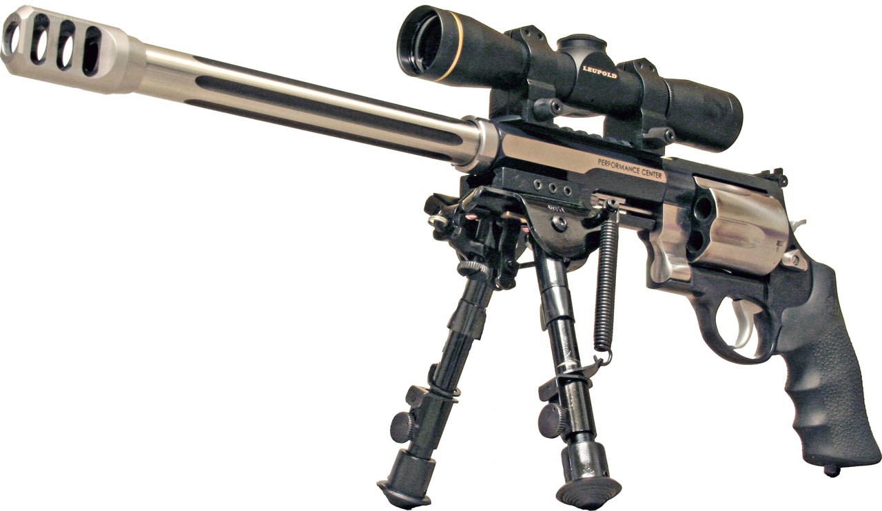 revolver with scope and bipod