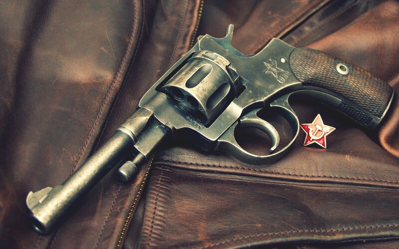 Revolver with Soviet insignia