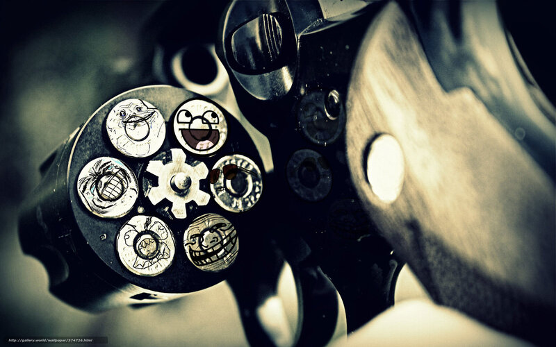 Revolver with troll faces