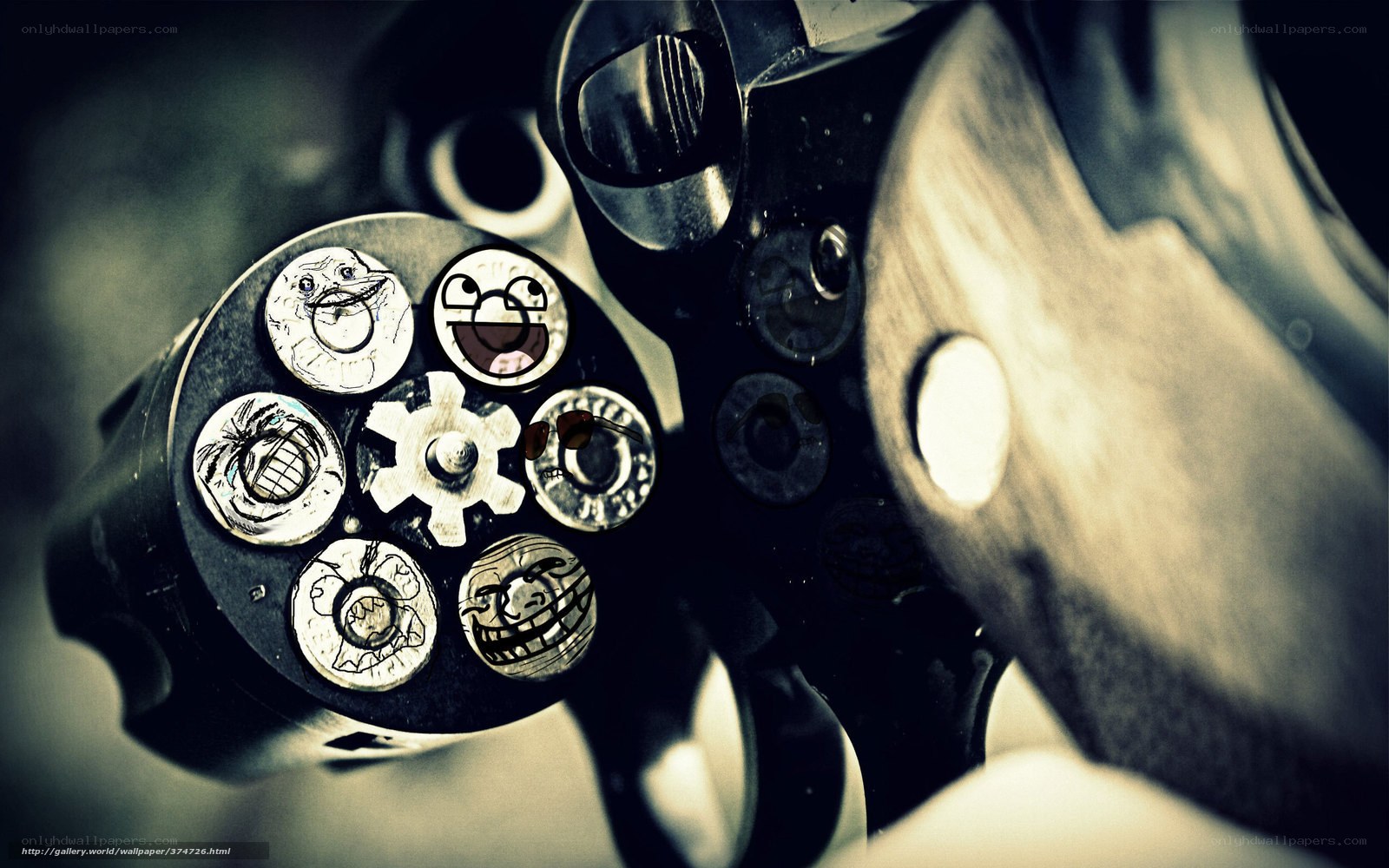 Revolver with troll faces