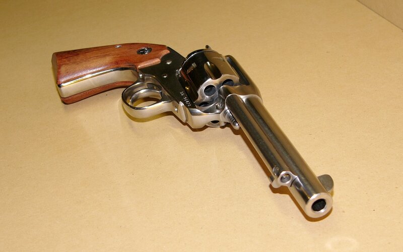 revolver with wooden grip