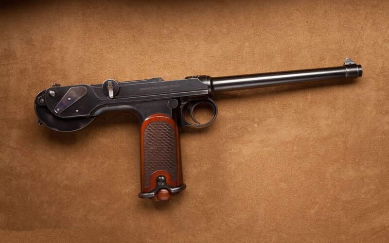 Revolver with Wooden Grip — Brown