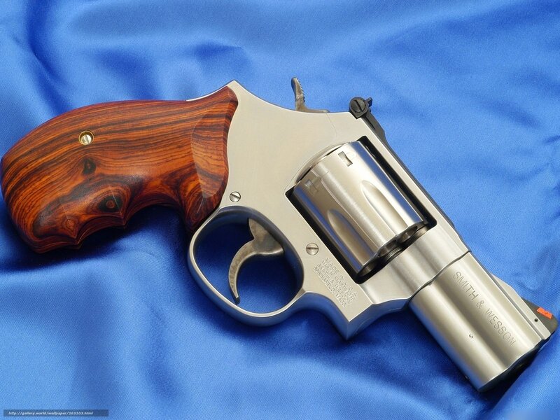 Revolver with Wooden Grip — Silver, Neutral