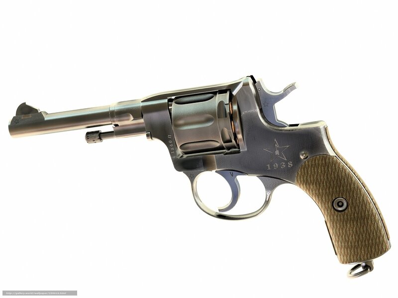 Revolver with Wooden Grip — Silver