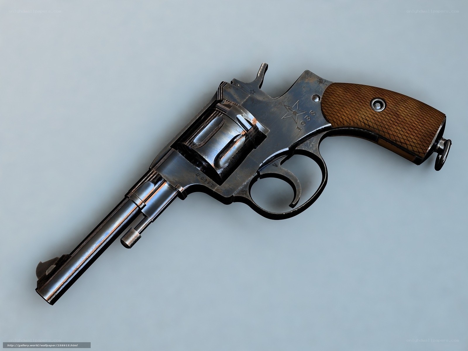 revolver with wooden grip