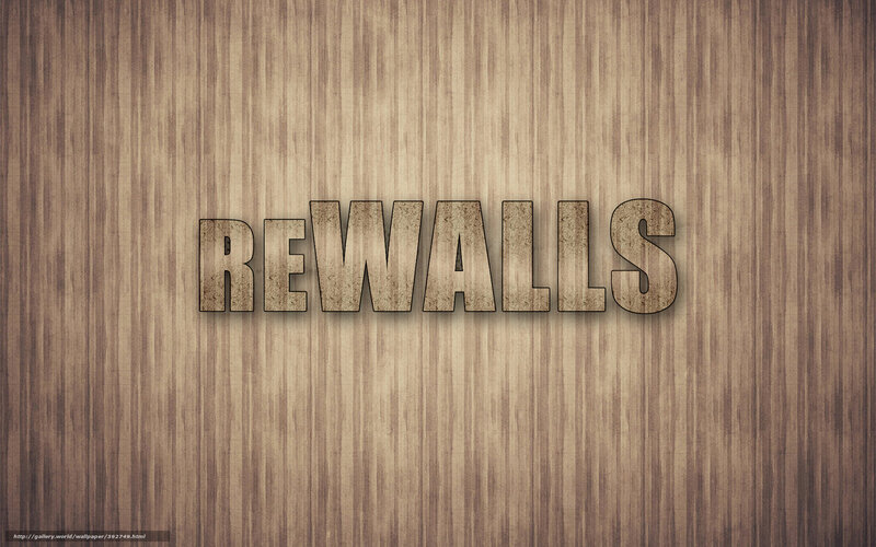 Rewalls text on wood background
