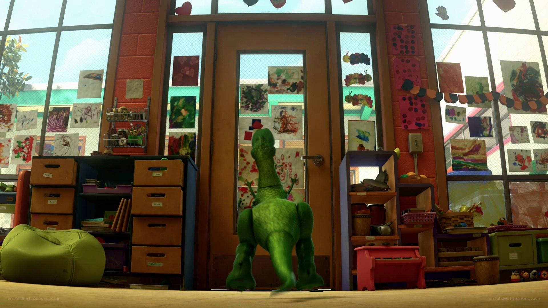 Rex in a classroom