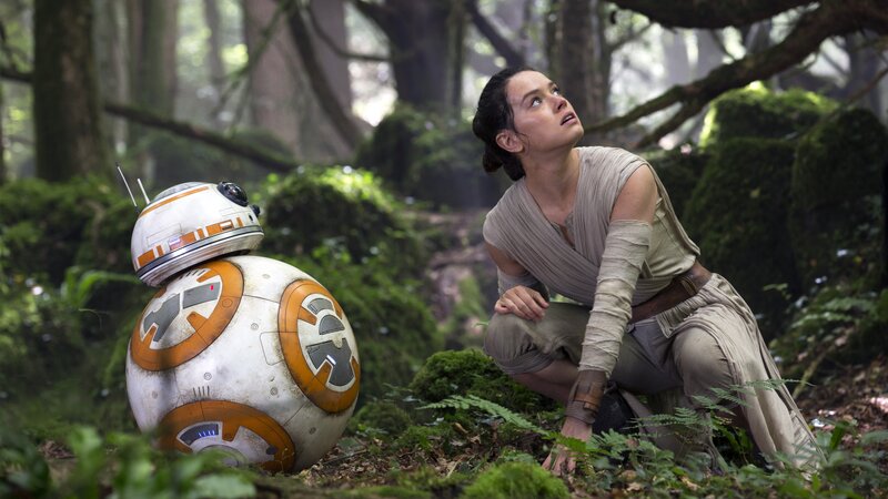Rey and BB-8 in Forest — Green