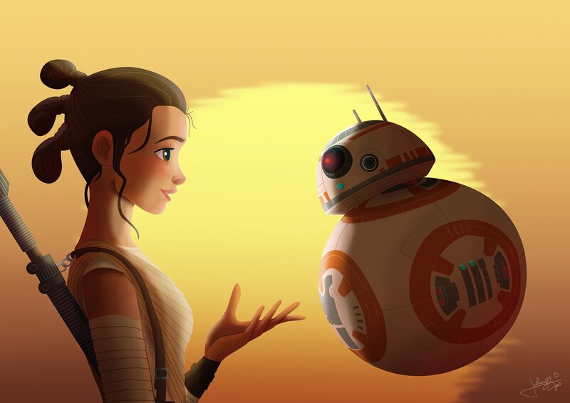 Rey and BB-8 — Yellow