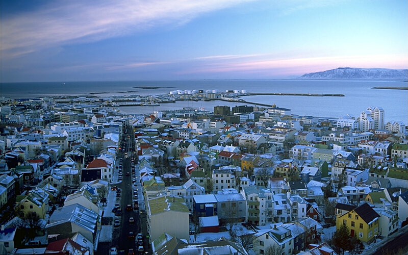 Reykjavik cityscape at dusk