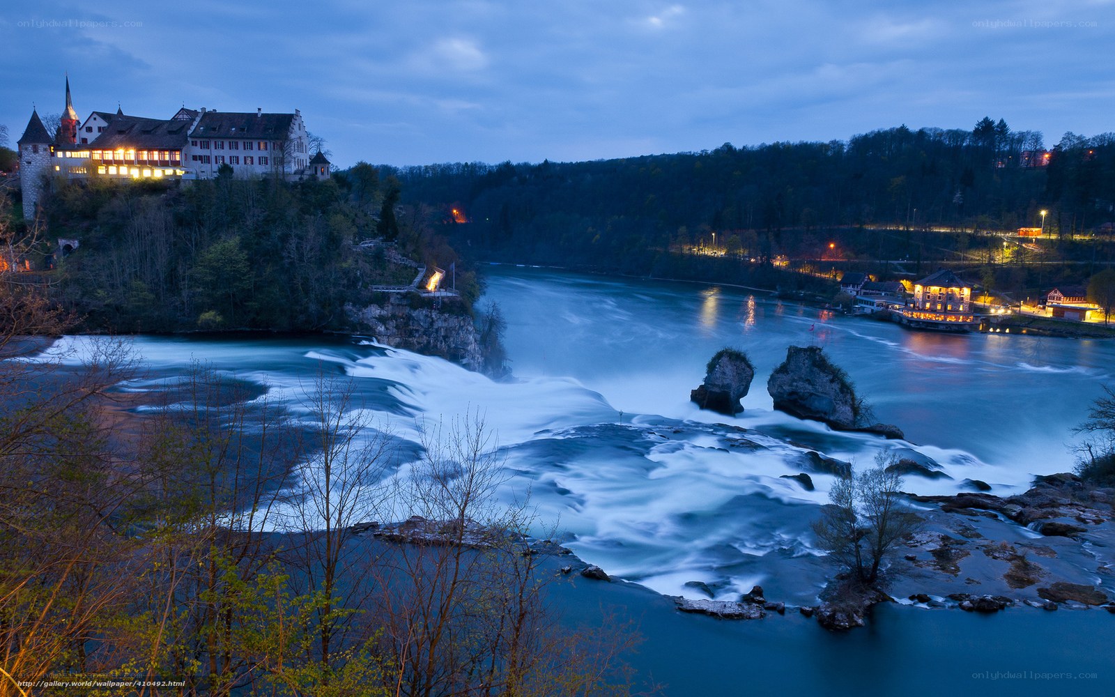 Rhine Falls at dusk