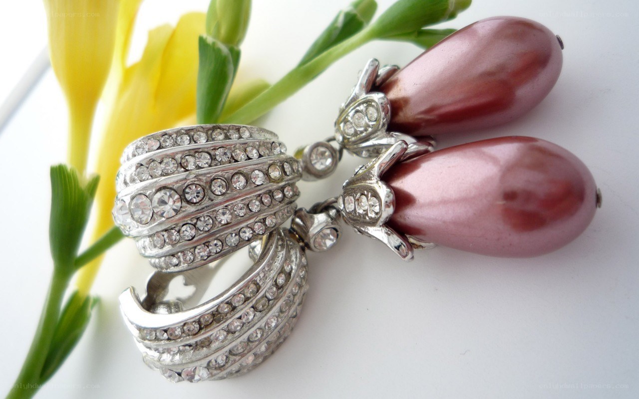 rhinestone earrings with pearls