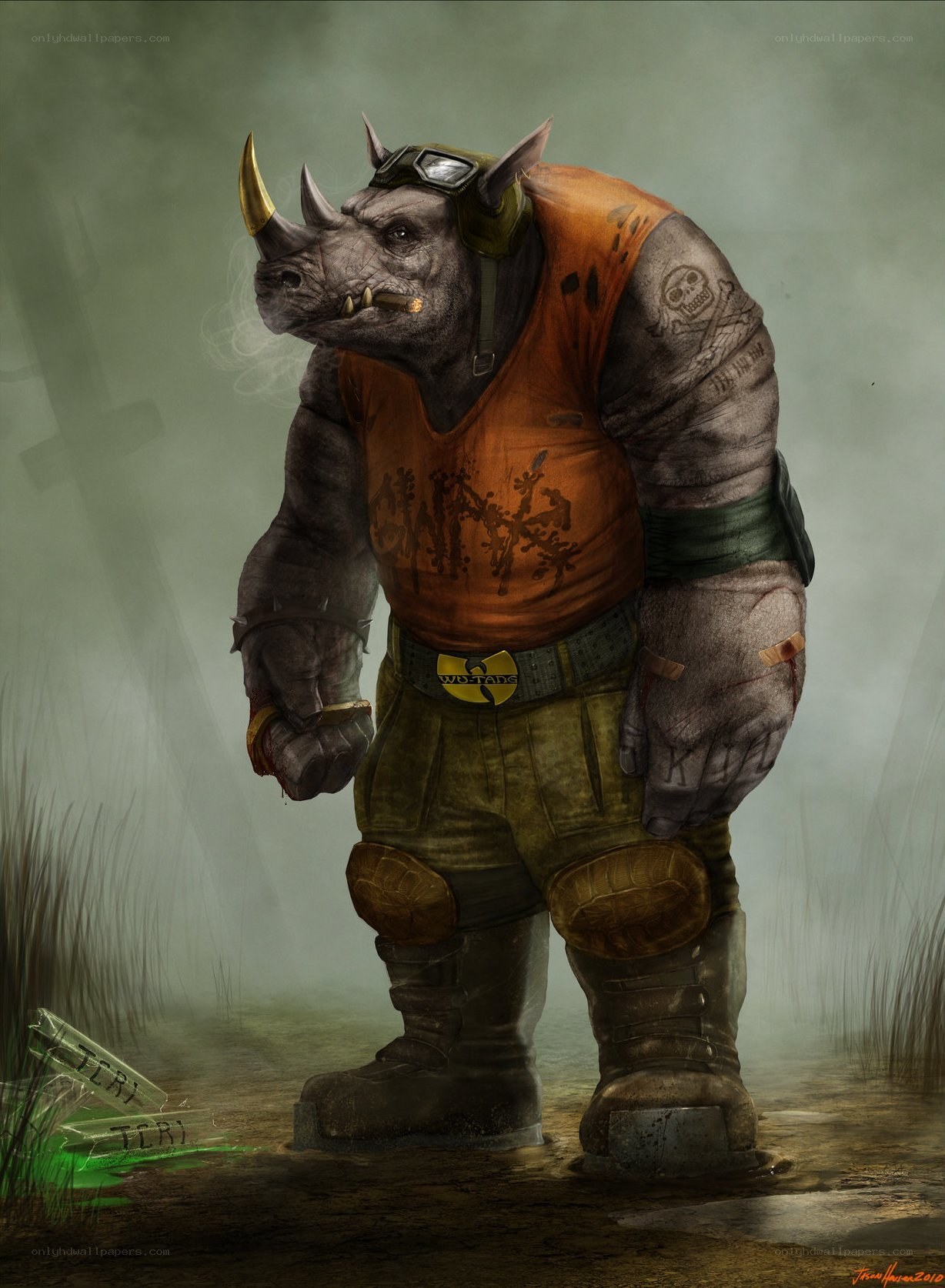 rhino character with cigar