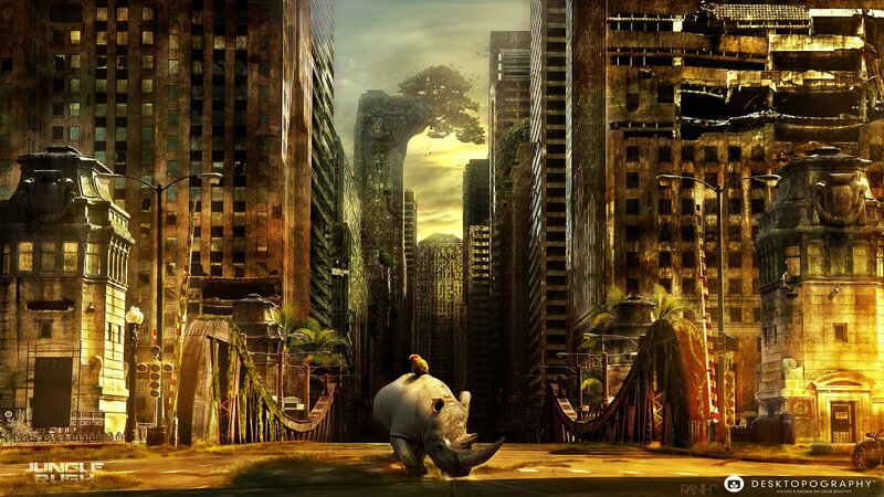 Rhino in City Street
