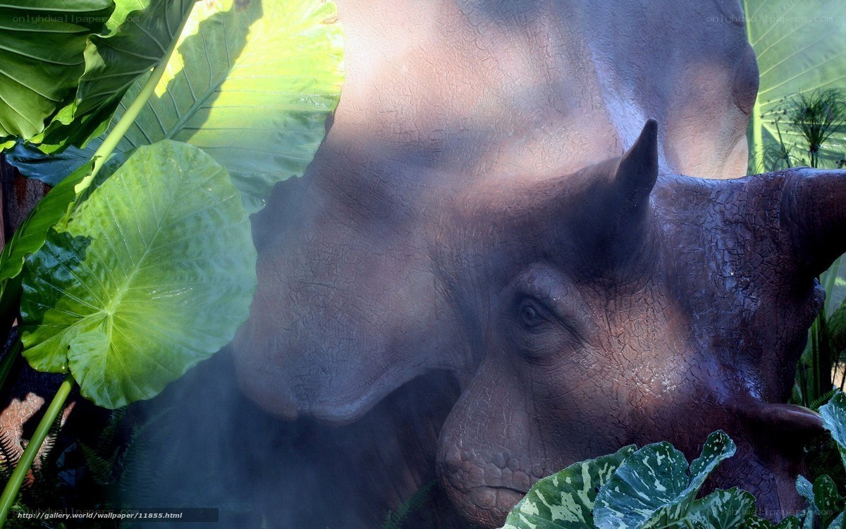 rhino statue in foliage
