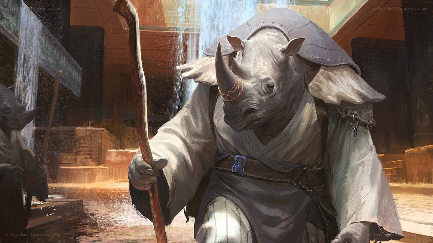 rhino warrior with staff