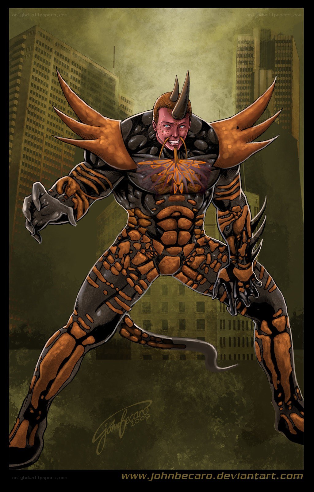 Rhinoceros-themed superhero