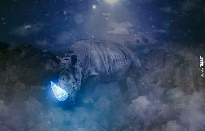 Rhinoceros with Glowing Horn