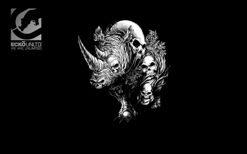 Rhinoceros with Skulls — Black