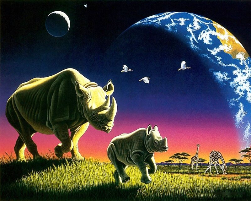 Rhinoceroses on alien planet