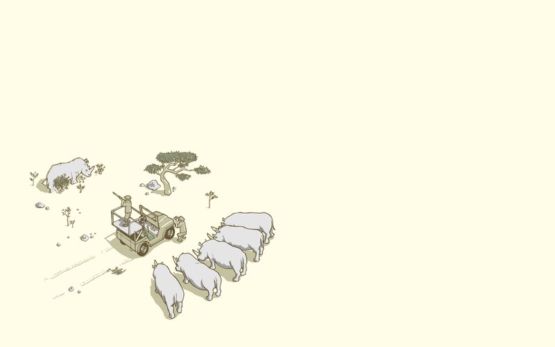 Rhinos and Safari Vehicle