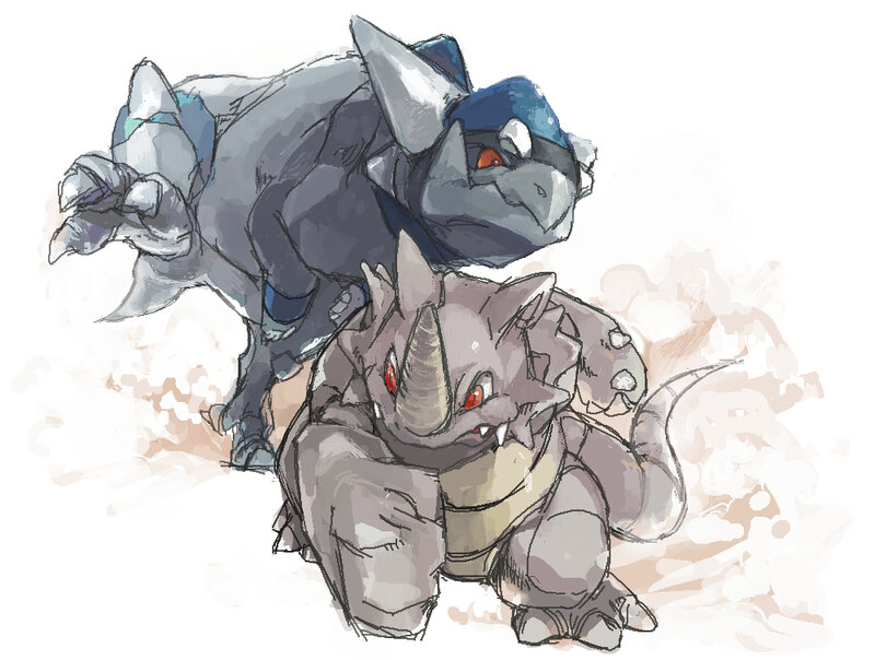 Rhyhorn and Rhyperior artwork