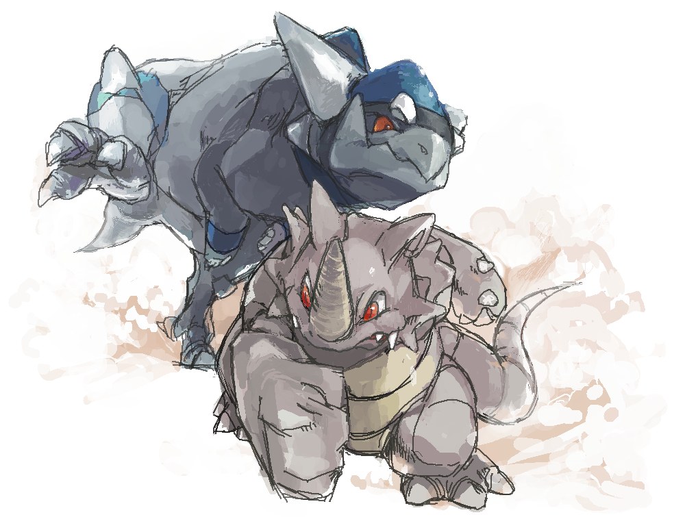 Rhyhorn and Rhyperior artwork