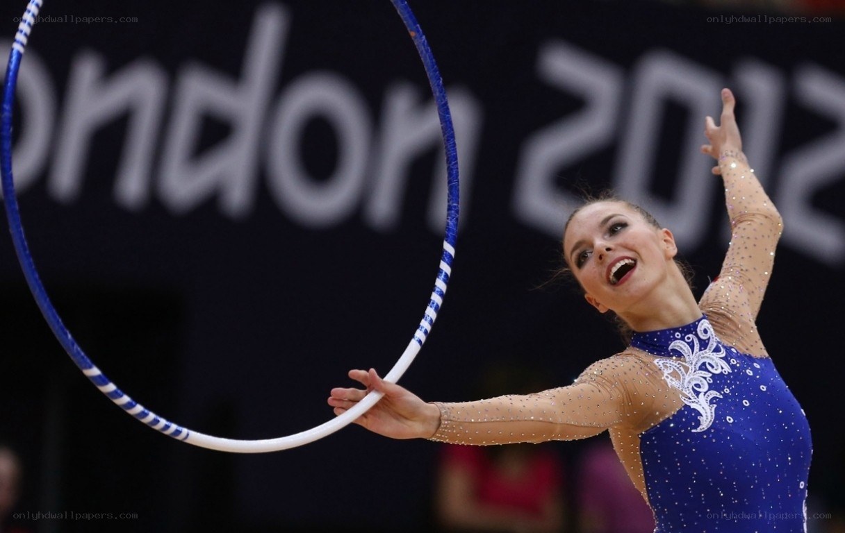 Rhythmic gymnast with hoop