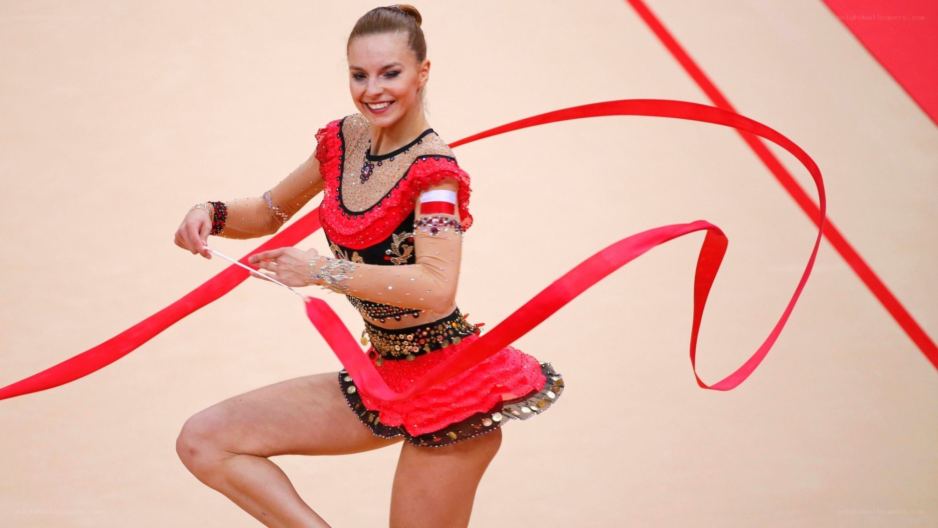 Rhythmic gymnast with ribbon