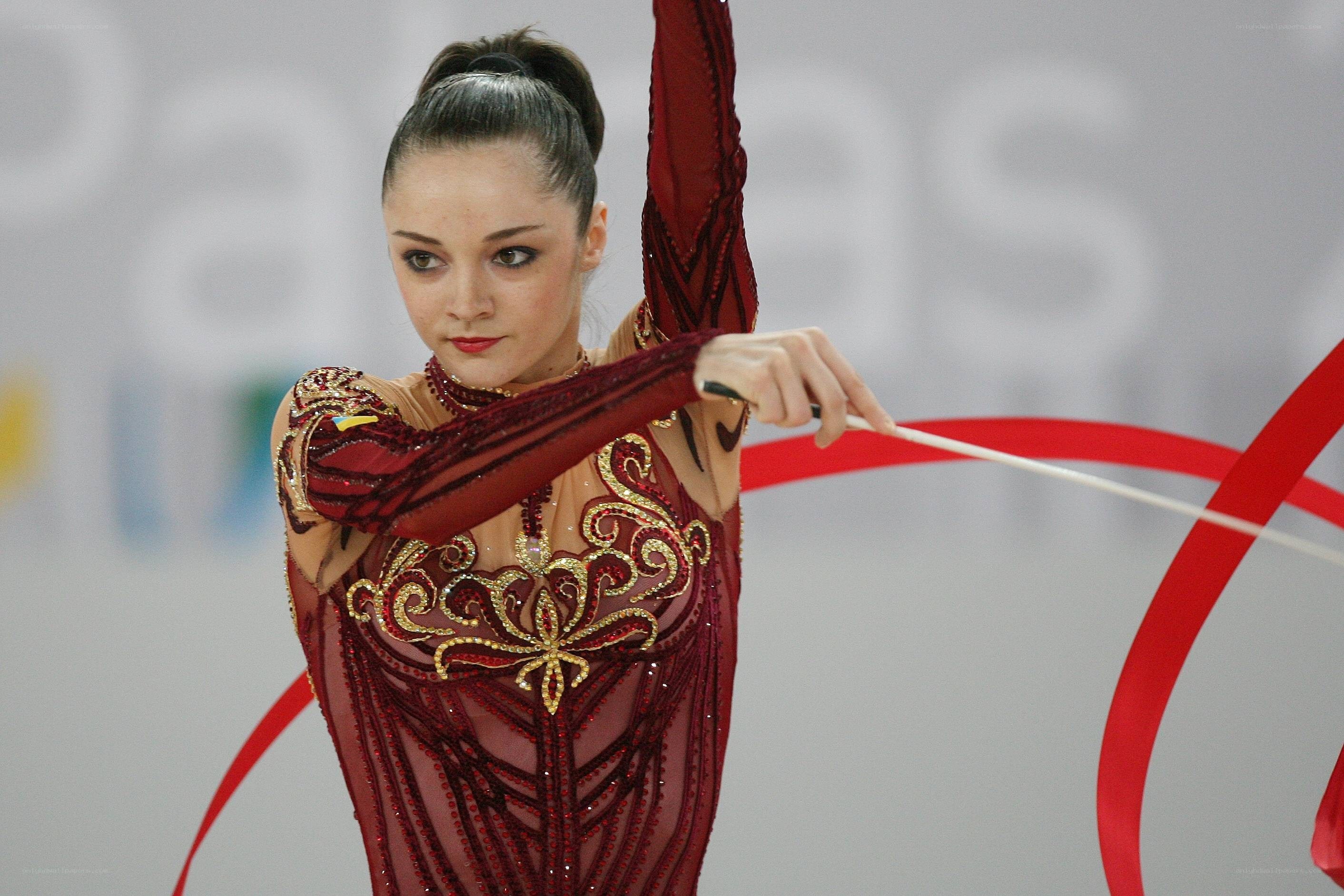 Rhythmic gymnast with ribbon