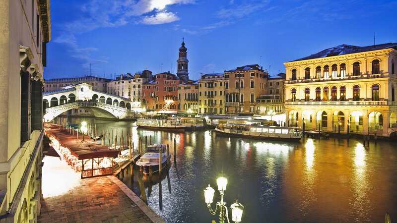 Rialto Bridge at Dusk — Blue, Serene, Night